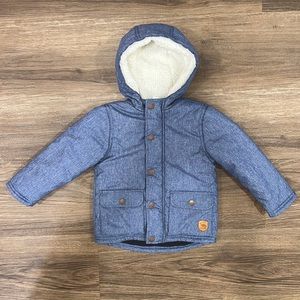 Little Me denim look puffy jacket (2T)